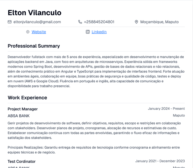 Exemplo de currículo